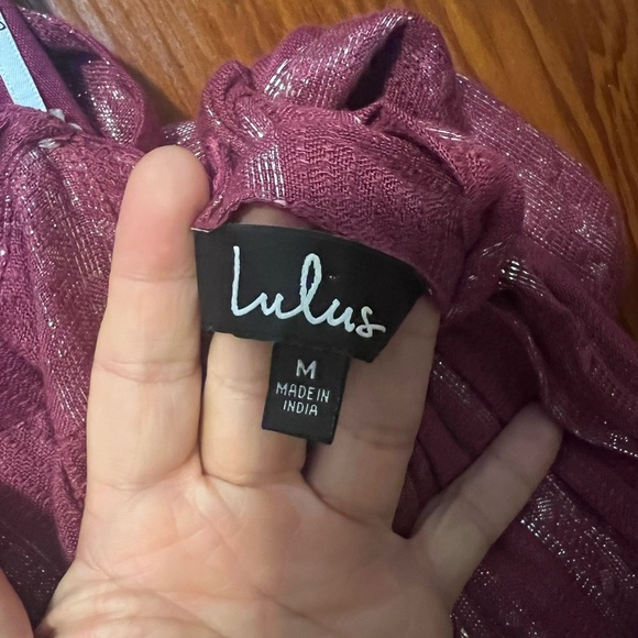 Lulus Womens Charlize Magenta Silver Striped Halter Midi Dress Medium - Picture 6 of 6